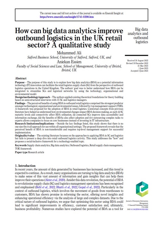 How can big data analytics improve outbound logistics in the UK retail sector? A qualitative study