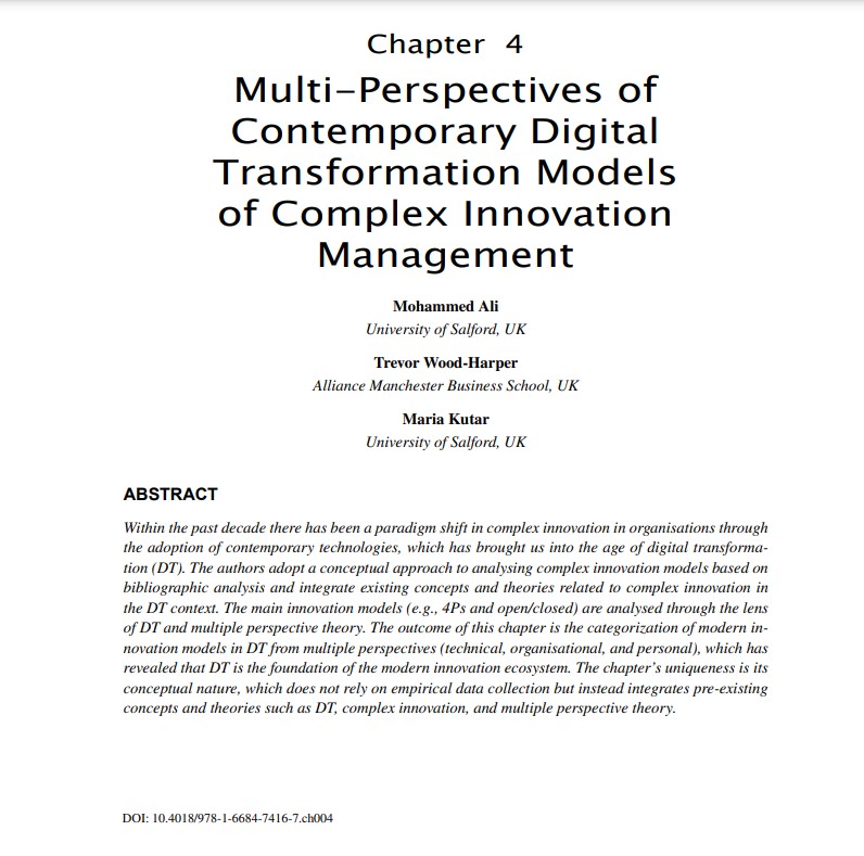 Multi-Perspectives of Contemporary Digital Transformation Models of Complex Innovation Management